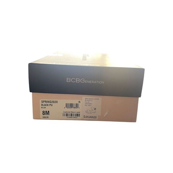 BCBGeneration Allia Black Wedge Sandals Open Toe Ankle Strap Womens Size 8M NWB - Picture 7 of 7